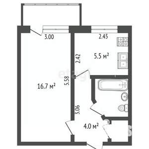 1-к квартира, вторичка, 33м2, 4/5 этаж