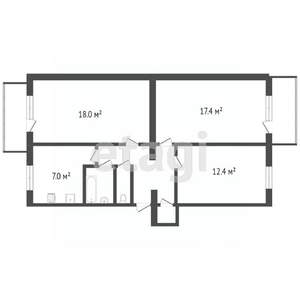 3-к квартира, вторичка, 70м2, 1/1 этаж