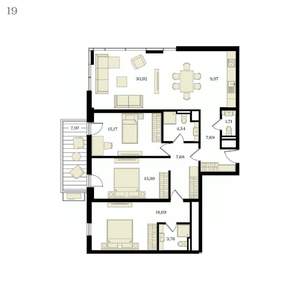 4-к квартира, вторичка, 118м2, 5/12 этаж