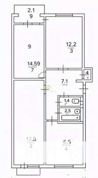 3-к квартира, вторичка, 65м2, 3/5 этаж