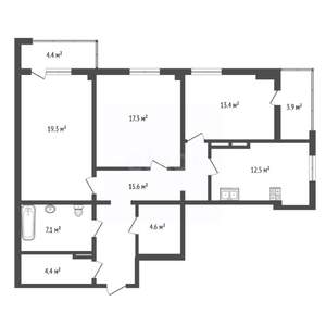 3-к квартира, вторичка, 103м2, 15/16 этаж