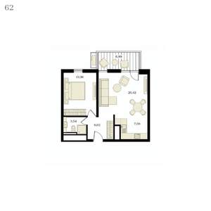 2-к квартира, вторичка, 53м2, 11/12 этаж