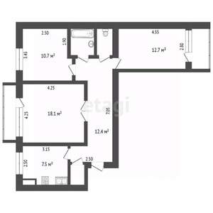 3-к квартира, вторичка, 67м2, 9/9 этаж