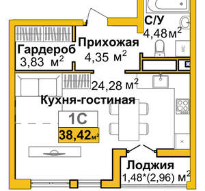 Студия квартира, вторичка, 38м2, 11/16 этаж