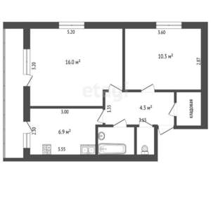 2-к квартира, вторичка, 46м2, 2/2 этаж