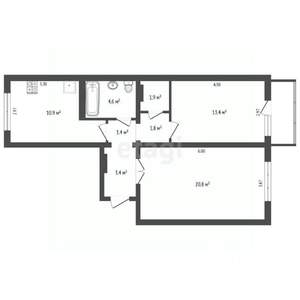 2-к квартира, вторичка, 60м2, 2/9 этаж