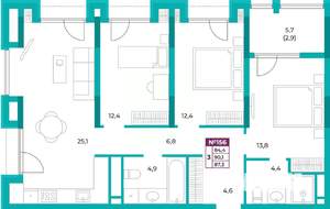 3-к квартира, вторичка, 87м2, 19/20 этаж