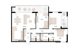 3-к квартира, вторичка, 116м2, 7/8 этаж