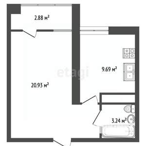 1-к квартира, вторичка, 34м2, 2/9 этаж
