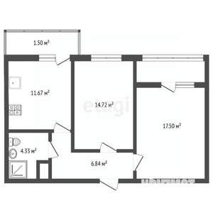 2-к квартира, вторичка, 55м2, 3/17 этаж