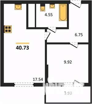 1-к квартира, вторичка, 41м2, 6/9 этаж