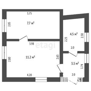 2-к квартира, вторичка, 27м2, 1/1 этаж