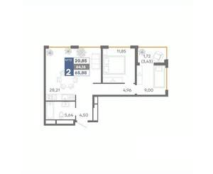 2-к квартира, вторичка, 66м2, 15/16 этаж
