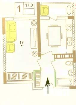 1-к квартира, вторичка, 36м2, 3/19 этаж