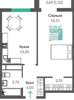 1-к квартира, вторичка, 41м2, 10/16 этаж