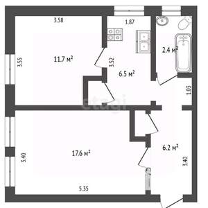 2-к квартира, вторичка, 45м2, 1/2 этаж