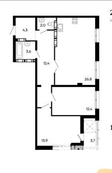 2-к квартира, вторичка, 79м2, 15/16 этаж