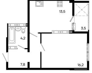 1-к квартира, вторичка, 45м2, 11/16 этаж