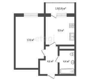 1-к квартира, вторичка, 40м2, 9/19 этаж