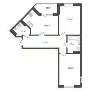 2-к квартира, вторичка, 66м2, 8/11 этаж