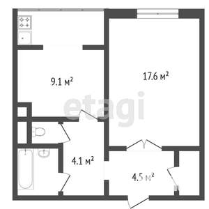 1-к квартира, вторичка, 44м2, 2/10 этаж