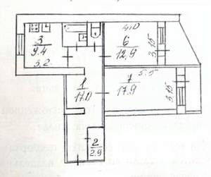 2-к квартира, вторичка, 67м2, 1/9 этаж