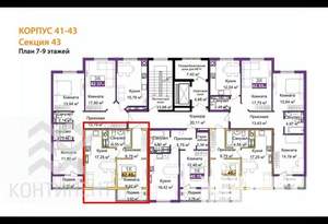 1-к квартира, вторичка, 40м2, 8/9 этаж