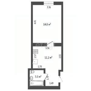 1-к квартира, вторичка, 30м2, 1/5 этаж