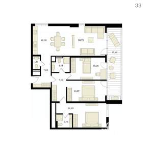 4-к квартира, вторичка, 124м2, 7/12 этаж