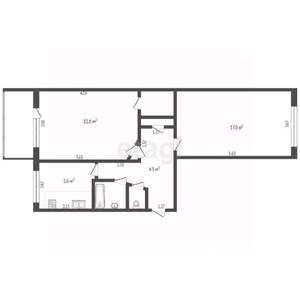 2-к квартира, вторичка, 48м2, 2/5 этаж