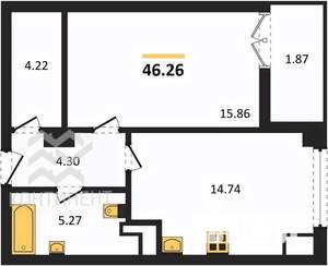 1-к квартира, вторичка, 46м2, 2/9 этаж