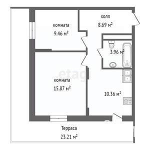 2-к квартира, вторичка, 55м2, 8/17 этаж