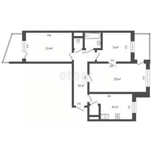 3-к квартира, вторичка, 62м2, 3/9 этаж
