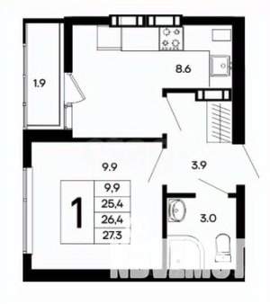 1-к квартира, вторичка, 29м2, 1/5 этаж