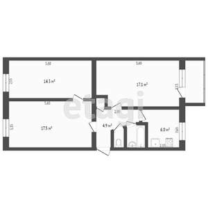 3-к квартира, вторичка, 65м2, 2/3 этаж