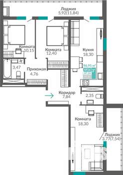 3-к квартира, вторичка, 87м2, 5/9 этаж