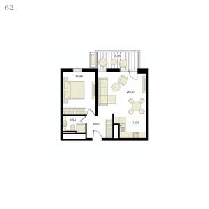 2-к квартира, вторичка, 53м2, 12/12 этаж