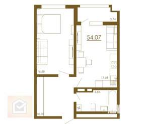 2-к квартира, вторичка, 54м2, 7/13 этаж