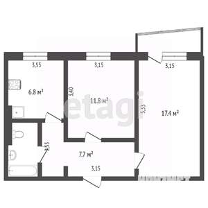 2-к квартира, вторичка, 48м2, 7/9 этаж