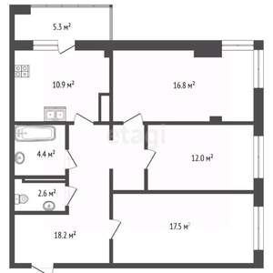 3-к квартира, вторичка, 88м2, 9/16 этаж