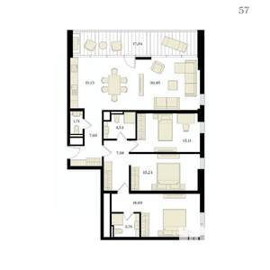4-к квартира, вторичка, 124м2, 11/12 этаж