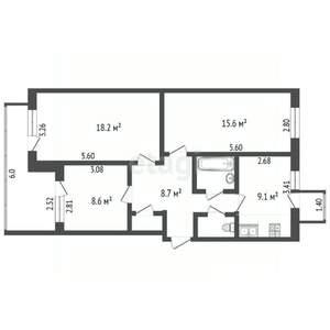 3-к квартира, вторичка, 69м2, 1/5 этаж