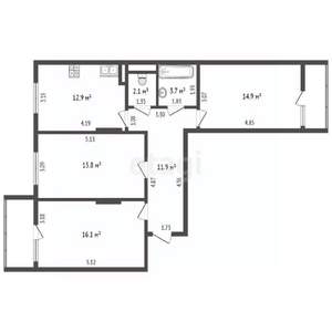 3-к квартира, вторичка, 81м2, 10/19 этаж