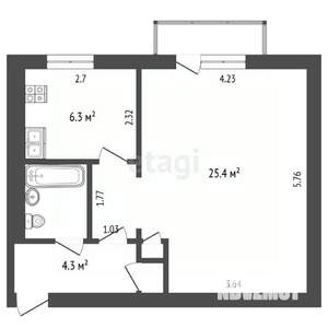 1-к квартира, вторичка, 40м2, 4/5 этаж