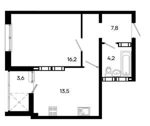 1-к квартира, вторичка, 45м2, 13/16 этаж