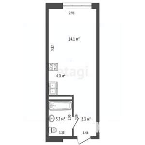 Студия квартира, вторичка, 25м2, 9/10 этаж