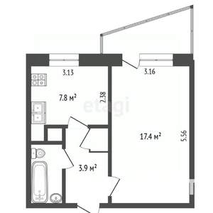 1-к квартира, вторичка, 35м2, 4/9 этаж