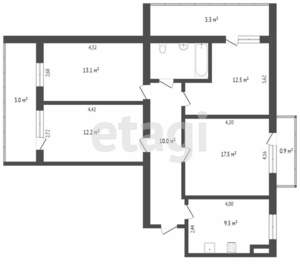 4-к квартира, вторичка, 77м2, 2/9 этаж