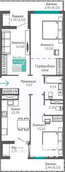 3-к квартира, строящийся дом, 81м2, 8/9 этаж