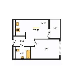 1-к квартира, вторичка, 38м2, 14/16 этаж